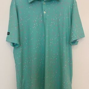 Stylish Teal Polo Shirt with Pink Accents